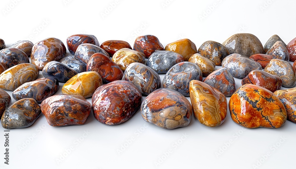 Obraz premium scattering of river stones on transparent background, 