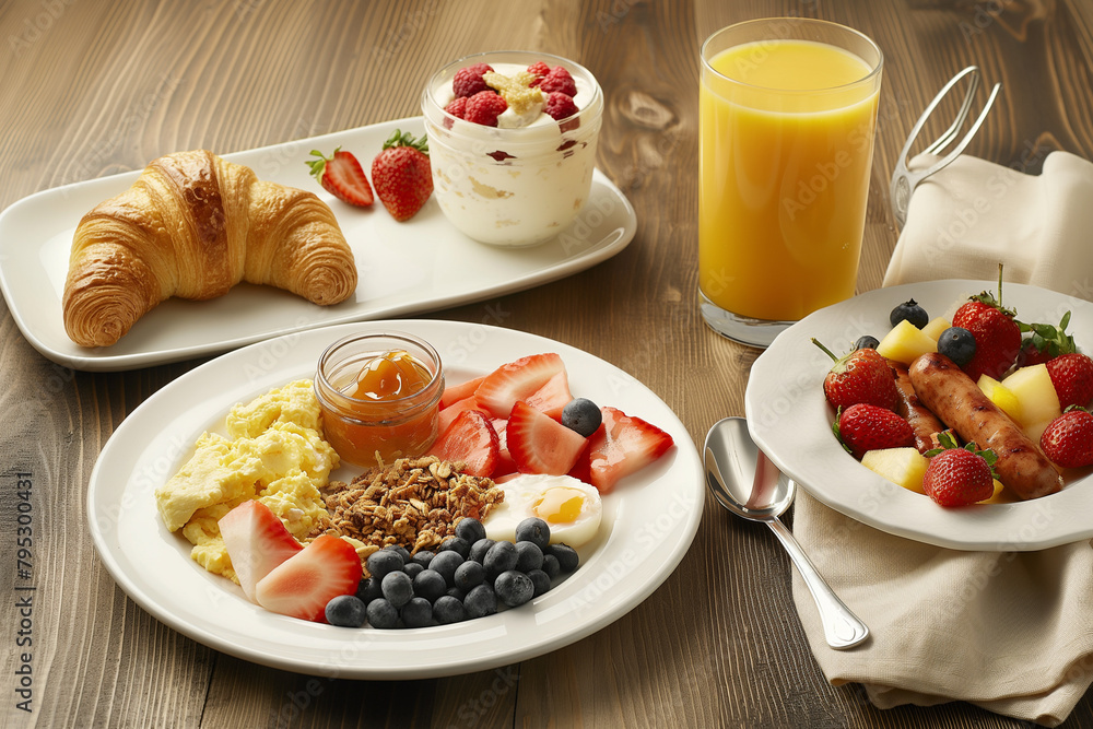 vitality of a refreshing morning breakfast, with a plate vitality of a refreshing morning breakfast, with a plate