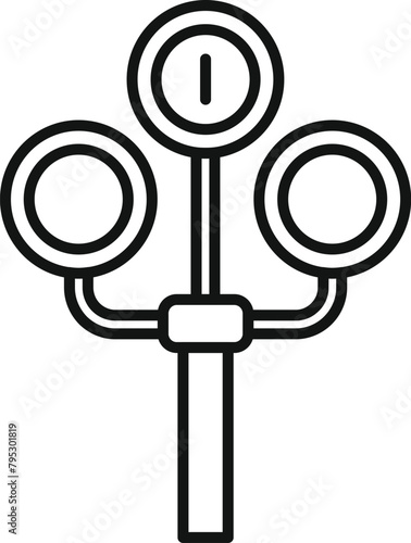 Triple railway lights icon outline vector. Crossing rails. New railroad route