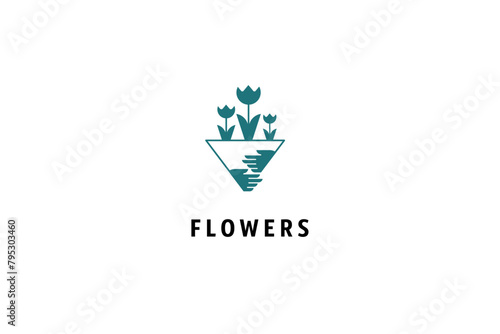 Template logo design solution with simple bouquet of flowers image