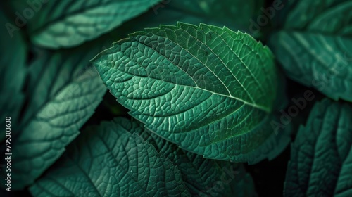 Jurinthree Leaf in Soft Focus A Macro Photography Showcase of Vibrant Green Hues and Delicate Veins photo