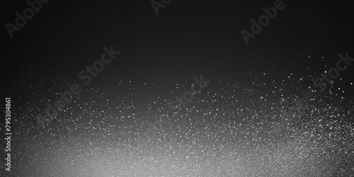 Silver color gradient dark grainy background white vibrant abstract spots on black noise texture effect blank empty pattern with copy space for product 