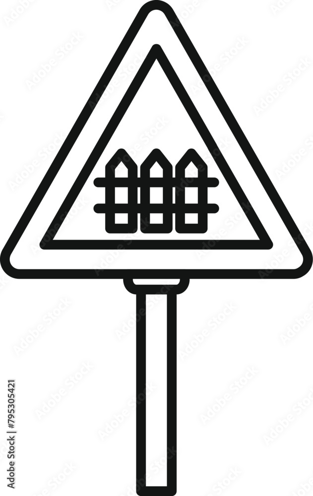 Railway crossing sign icon outline vector. Attention sign. Crossroad way Railway crossing sign icon outline vector. Attention sign. Crossroad way