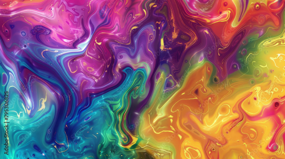 Abstract Art of Colorful Paint Swirling and Mixing in Water