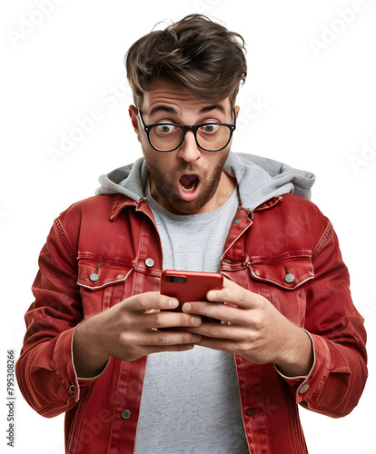 Surprised Man Looking at Phone