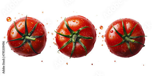 Three Organic Tomatoes, White Backdrop