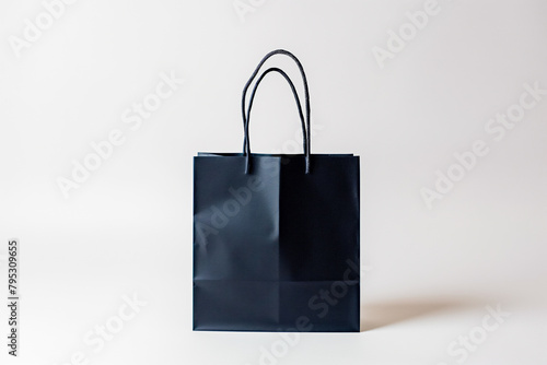 Black Paper Bag on white background, front view