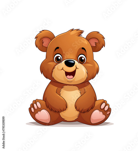 Adorable brown bear cartoon sitting with a friendly smile  paws outstretched invitingly against. Generative AI