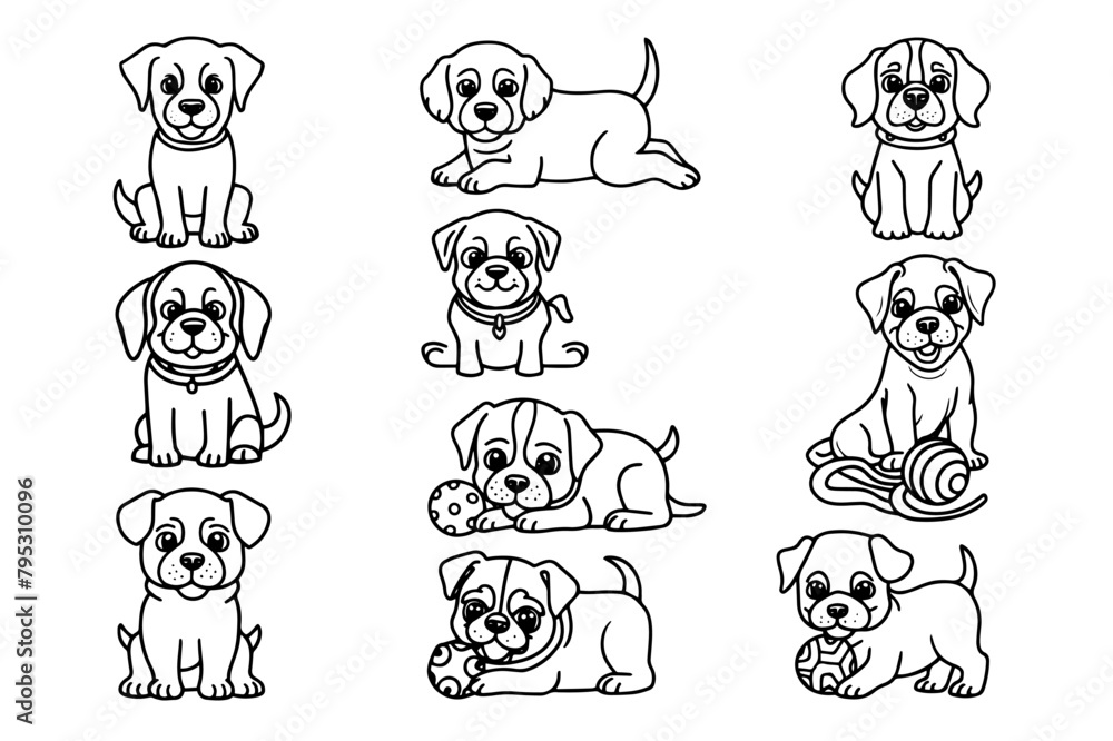 Fototapeta premium adorable puppies in various playful poses