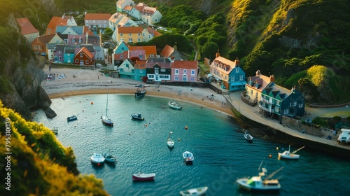A quaint coastal village viewed photo