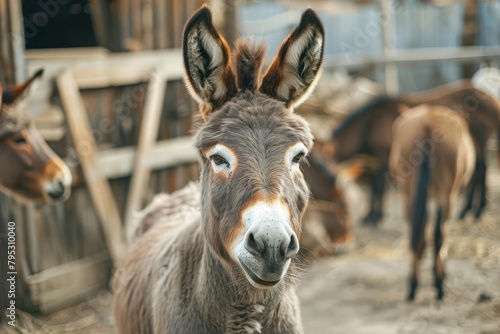 cheerful donkey smiling with joy and contentment animal portrait