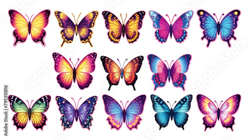 Collection of colorful butterflies Stickers
