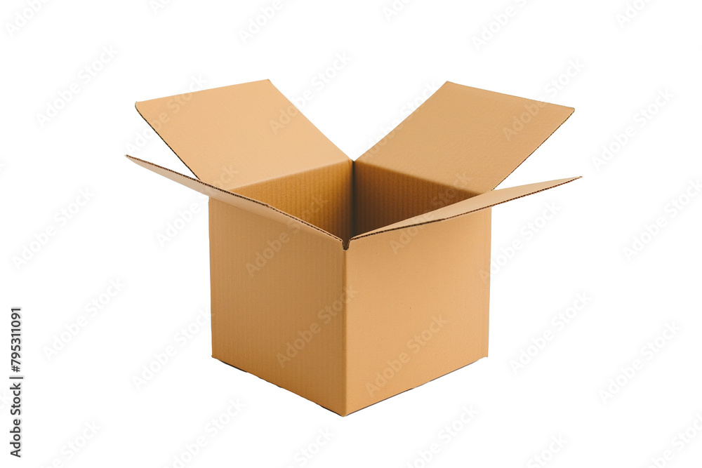 An open empty cardboard box on a white background, symbolizing packaging, shipping, and storage solutions.