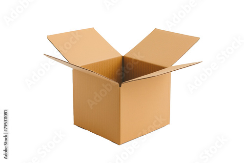 An open empty cardboard box on a white background, symbolizing packaging, shipping, and storage solutions. © VisualProduction