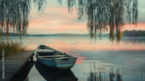 Old boat on the lake