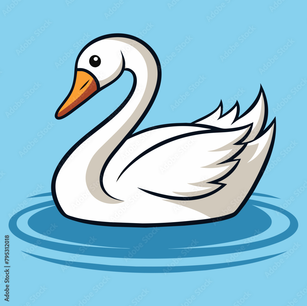 Vector graceful swan on serene water vector illustration Vector graceful swan on serene water vector illustration