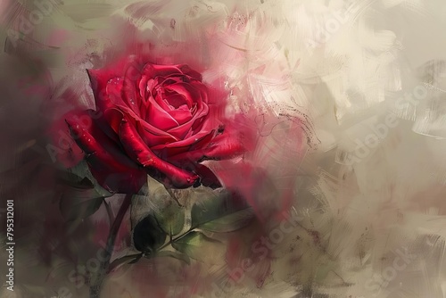 crimson rose entwined with tenderness and beauty evocative floral concept digital painting