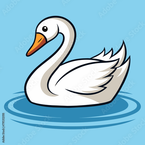 Vector graceful swan on serene water vector illustration 