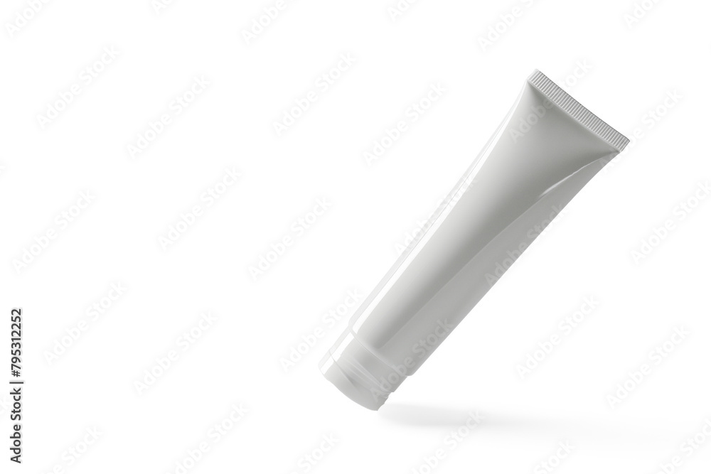White tube on a transparent background, possibly for cosmetics or medical products, with a minimalist design. White tube on a transparent background, possibly for cosmetics or medical products, with a minimalist design.