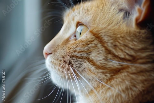curious ginger feline portrait gazing sideways closeup animal photography