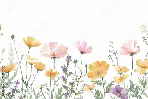 delicate wildflowers forming an elegant frame border floral illustration
