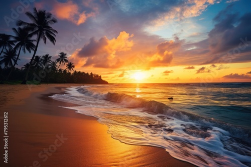 Sunset beach landscape outdoors