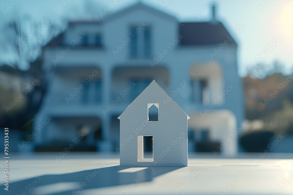 Small paper model of a house. Choosing the right home to buy. Real estate concept Small paper model of a house. Choosing the right home to buy. Real estate concept