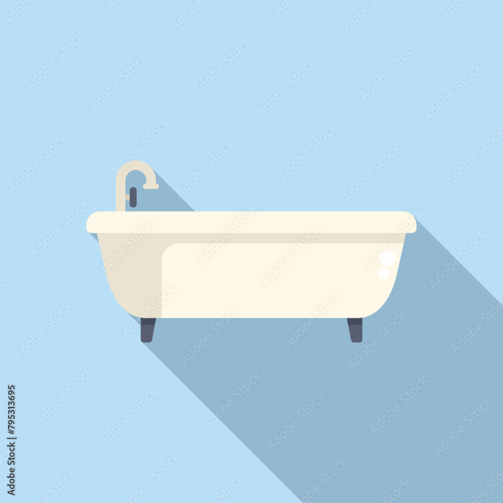 Bathroom tub icon flat vector. Wash bathtub. Faucet equipment Bathroom tub icon flat vector. Wash bathtub. Faucet equipment