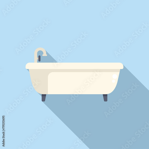 Bathroom tub icon flat vector. Wash bathtub. Faucet equipment