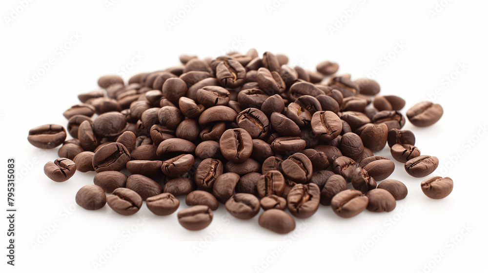 close-up photograph capturing the rich texture and aroma of coffee beans scattered gracefully on a white background, evoking the essence of a freshly brewed cup, close-up photograph capturing the rich texture and aroma of coffee beans scattered gracefully on a white background, evoking the essence of a freshly brewed cup,