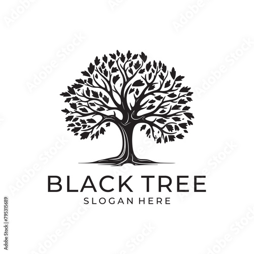 Black tree, foundation and non profit logo vector illustration