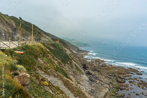 Rocky coast of the Atlantic Ocean, Basque Country, Spain. photo