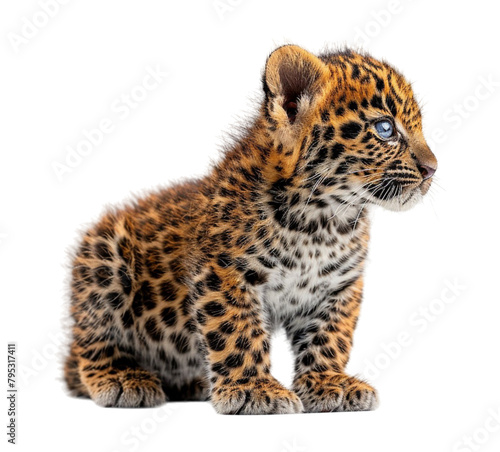 portrait of a baby leopard with a transparent background  generated ai