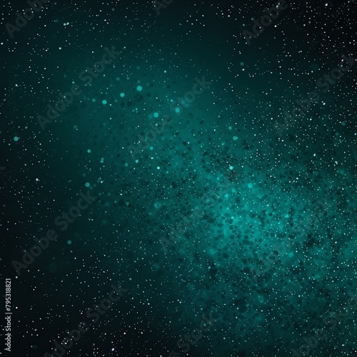 Teal color gradient dark grainy background white vibrant abstract spots on black noise texture effect blank empty pattern with copy space for product 