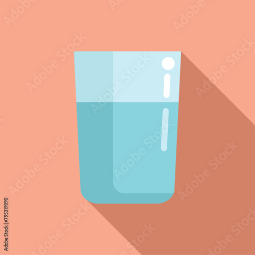 Half glass of water icon flat vector. Drink fresh. Clean diet pure