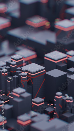 3d abstract technology background.  Abstract concept data center technology. Artificial Intelligence. Personal data security, processing or protection. Electronic equipment. 3d rendering illustration 