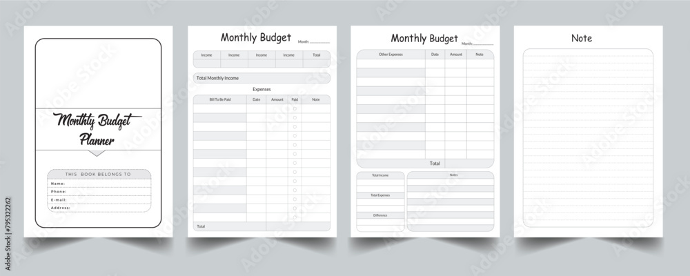 Editable Monthly Budget Planner kdp Interior printable template design. Editable Monthly Budget Planner kdp Interior printable template design.