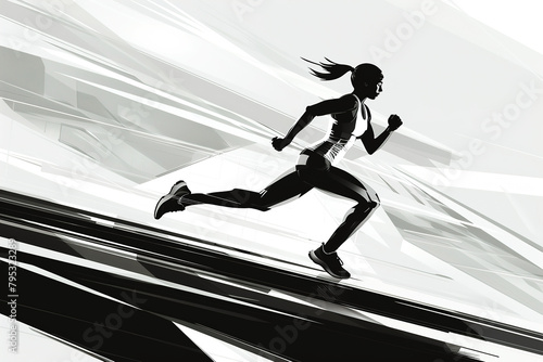 Woman sprinting with dynamic shadows © Philippova