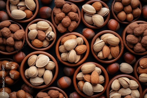 Composition of many nuts background and pattern