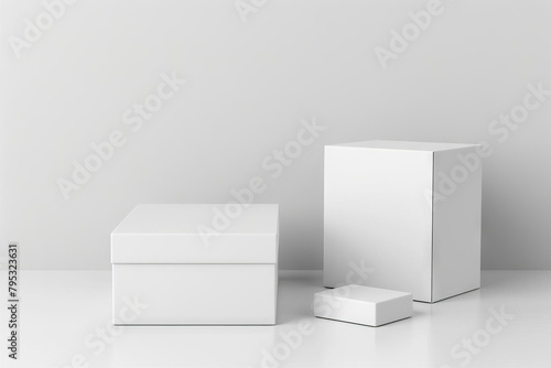 white cube product packaging box with lid blank cardboard mockup 3d rendering © Lucija