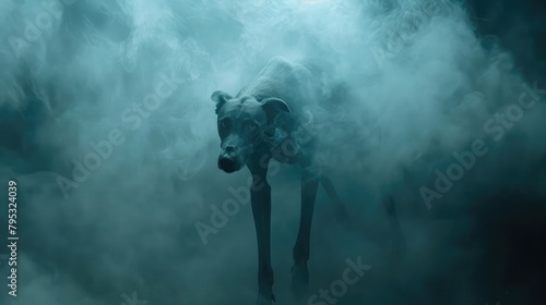Vigilant Guardian A Ghostly Hellhound Under the Full Moon