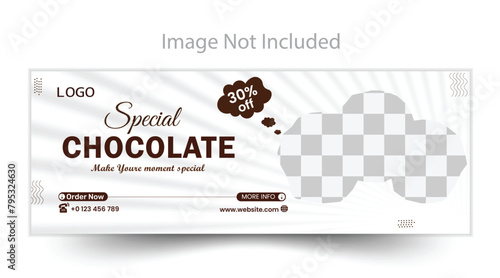 Chocolate cake Food promotional set of editable minimalfb cover template Social media post Fb cover