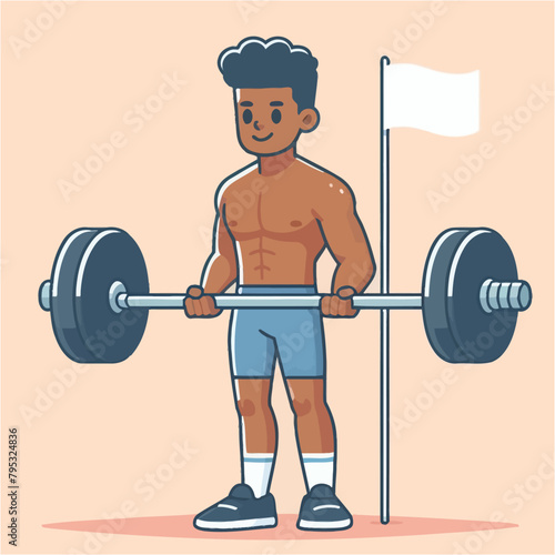 Art Vector of Man Lifting Barbel