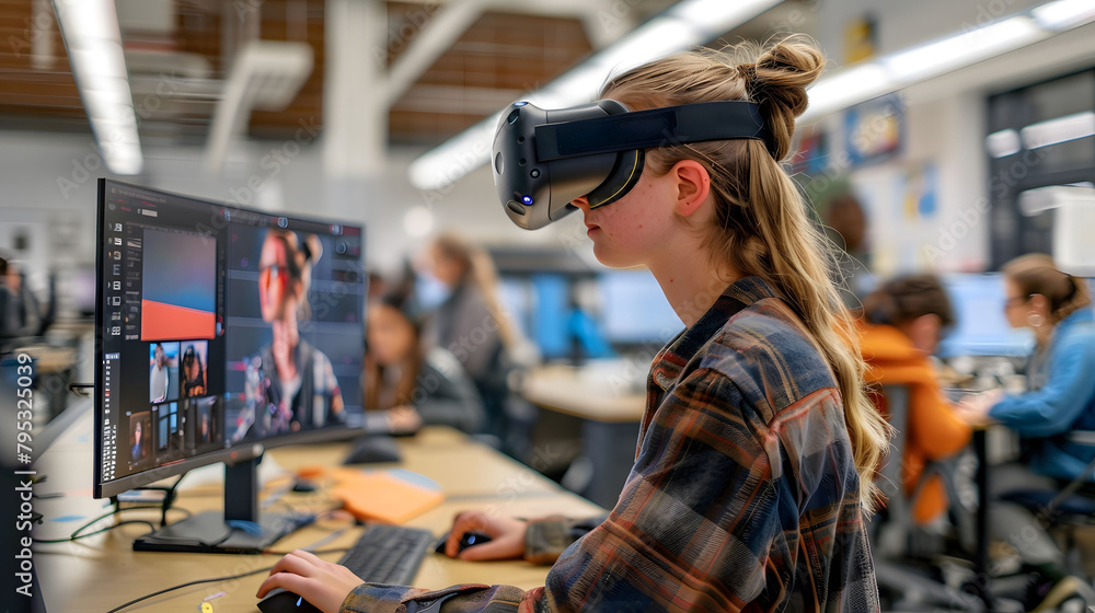 Students use learn the subject matter through virtual reality. Students use learn the subject matter through virtual reality.