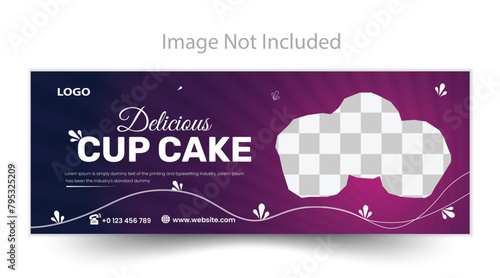 Professional creative digital food menu and chocolate cake social media facebook cover page timeline with photo place modern layout template