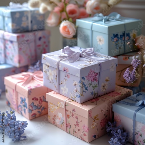 pastel floral gift boxes