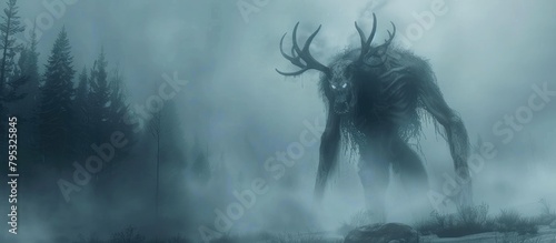 Nocturnal Predator of Winter Woods Ghostly Wendigo Legends