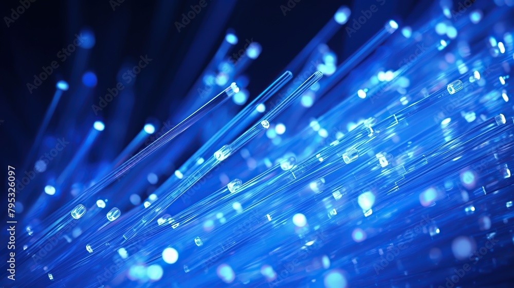 Fiber optics with glowing blue light for communication technology concept background. Fiber optics with glowing blue light for communication technology concept background.