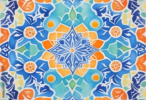 Watercolor painting a symmetrical geometric design (9)