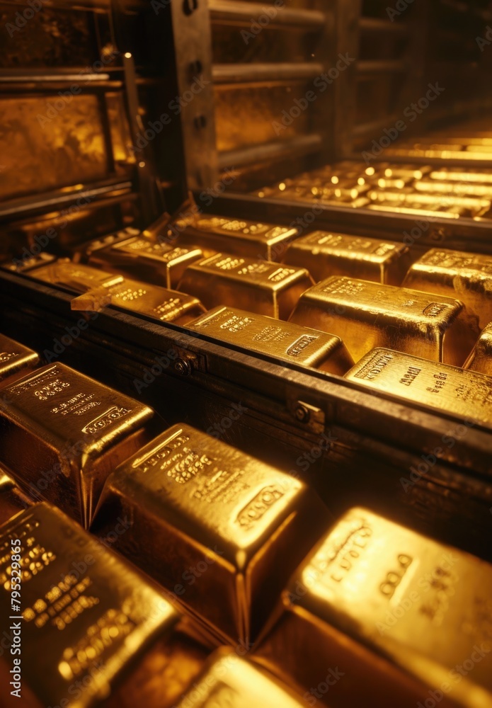 Gold Bars in Secure Vault - Wealth and Financial Stability Concept Gold Bars in Secure Vault - Wealth and Financial Stability Concept